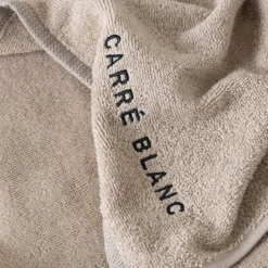 Torchons & Essuie-mains|Carré Blanc Essuie mains coton Signature grège
