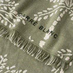 La Plage|Carré Blanc Fouta coton Cocotier kaki