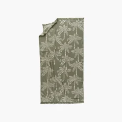La Plage|Carré Blanc Fouta coton Cocotier kaki
