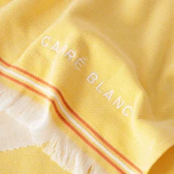 La Plage|Carré Blanc Fouta coton Laplaya jaune