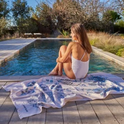 La Plage|Carré Blanc Fouta coton Madeleine
