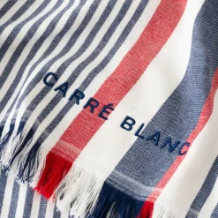 La Plage|Carré Blanc Fouta coton Naval