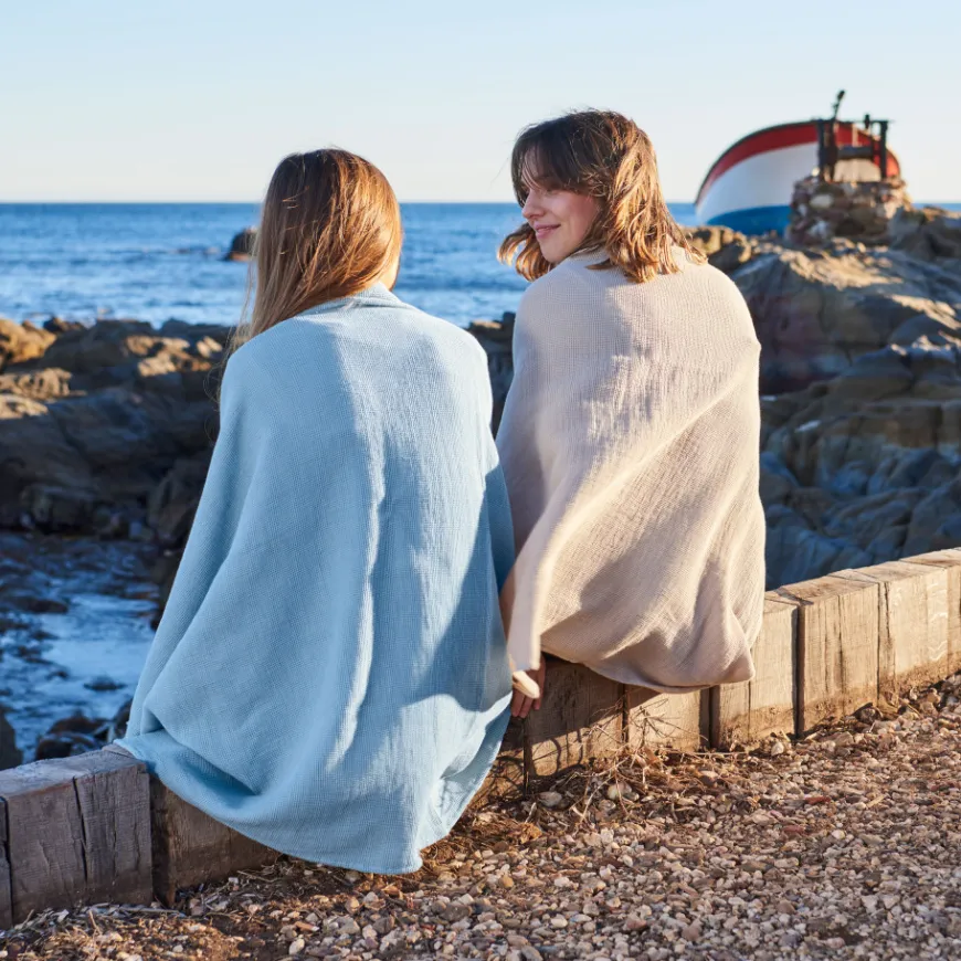 La Plage|Carré Blanc Fouta coton Pyla lin