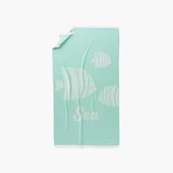 La Plage|Carré Blanc Fouta coton Sea menthe