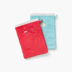 Gants De Toilette|Carré Blanc Gant de toilette coton Atlantis corail