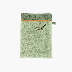 Gants De Toilette|Carré Blanc Gant de toilette coton biologique Dinotopi kaki