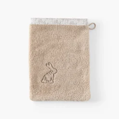 Gants De Toilette|Nouveautés Bébénew|Carré Blanc Gant de toilette coton bio Merveille beige