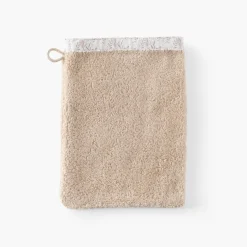 Gants De Toilette|Nouveautés Bébénew|Carré Blanc Gant de toilette coton bio Merveille beige