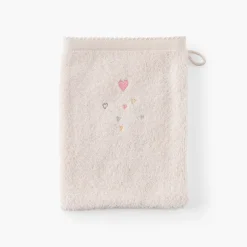 Gants De Toilette|Nouveautés Bébénew|Carré Blanc Gant de toilette coton bio Bienvenue nude