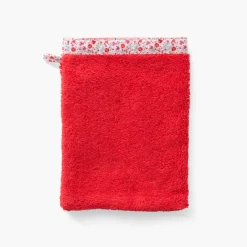 Gants De Toilette|Carré Blanc Gant de toilette coton bio Mes rêves rouge tendre