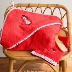 Gants De Toilette|Carré Blanc Gant de toilette coton bio Mes rêves rouge tendre