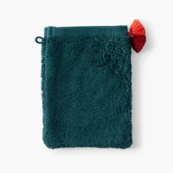 Gants De Toilette|Carré Blanc Gant de toilette coton Eclats bleu pétrole