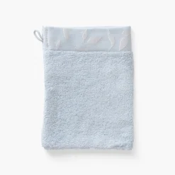 Gants De Toilette|Carré Blanc Gant de toilette coton et viscose de bambou Equinoxe bleu givre