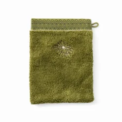 Gants De Toilette|Carré Blanc Gant de toilette coton et viscose de bambou Silvalys vert mousse