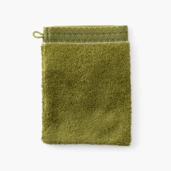 Gants De Toilette|Carré Blanc Gant de toilette coton et viscose de bambou Silvalys vert mousse