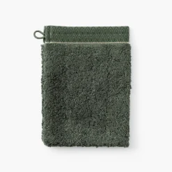 Gants De Toilette|Carré Blanc Gant de toilette coton et viscose de bambou Silvalys vert forêt