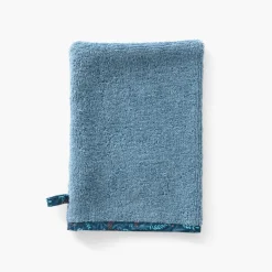 Gants De Toilette|Carré Blanc Gant de toilette coton Happyful bleu céleste