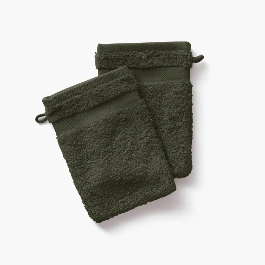 Gants De Toilette|Carré Blanc Gant de toilette coton Lola II vert kaki