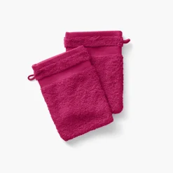 Gants De Toilette|Carré Blanc Gant de toilette coton Lola II framboise