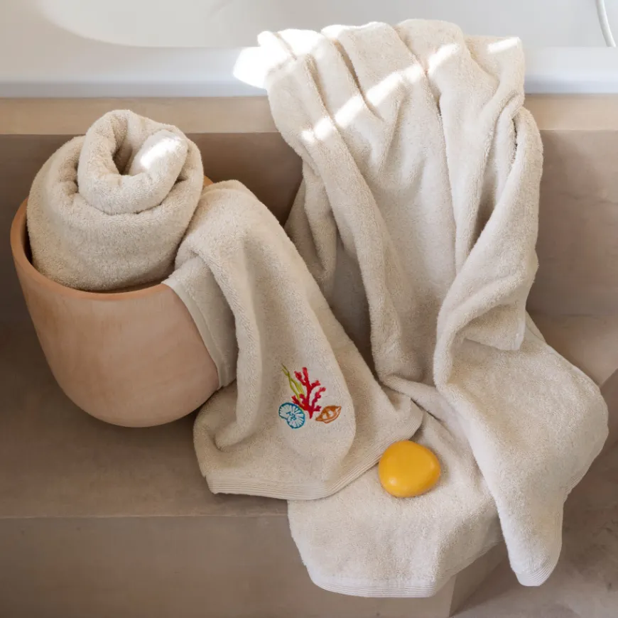 Gants De Toilette|Carré Blanc Gant de toilette coton Récif sable