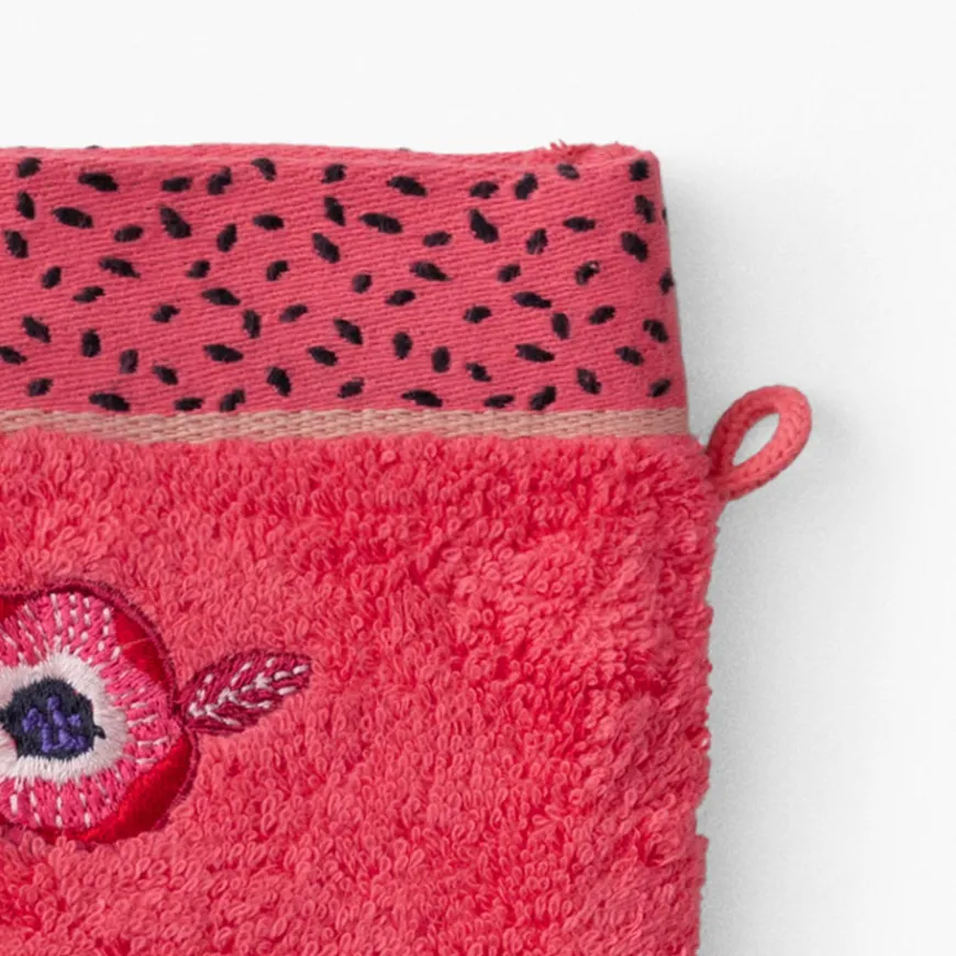 Gants De Toilette|Carré Blanc Gant de toilette coton Rosella coquelicot