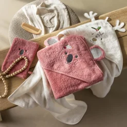 Gants De Toilette|Nouveautés Bébénew|Carré Blanc Gant de toilette coton Xmasful pétale