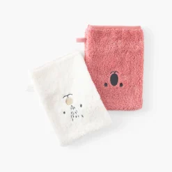 Gants De Toilette|Nouveautés Bébénew|Carré Blanc Gant de toilette coton Xmasful pétale