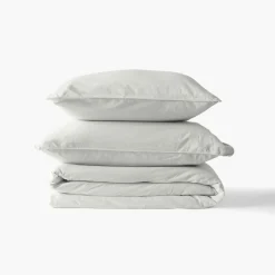 Housses De Couette|Carré Blanc Housse de couette coton lavé biologique Souffle nuage
