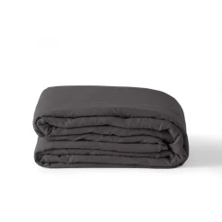 Housses De Couette|Carré Blanc Housse de couette enfant lin et coton lavé Songe charbon