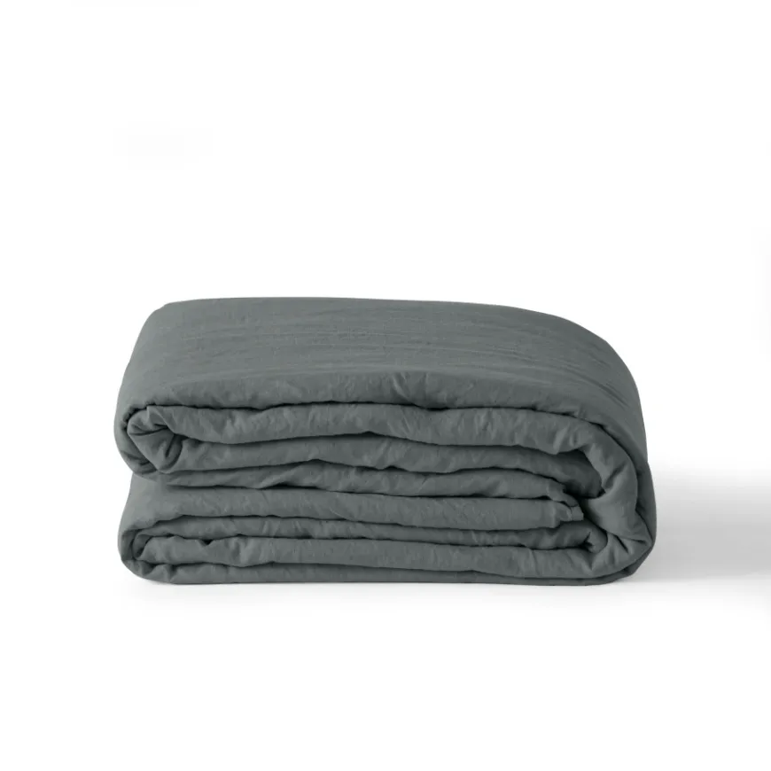 Housses De Couette|Carré Blanc Housse de couette lin et coton lavé Songe kaki cendré