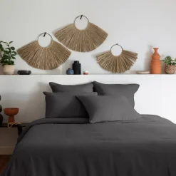 Housses De Couette|Carré Blanc Housse de couette lin et coton lavé Songe charbon