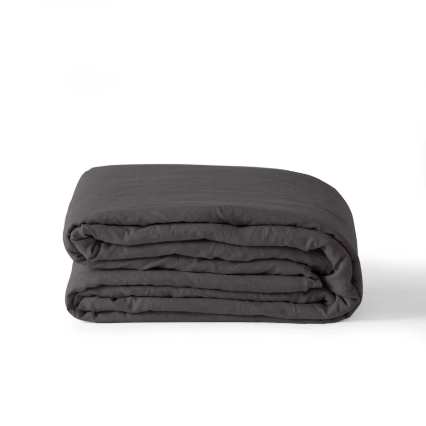 Housses De Couette|Carré Blanc Housse de couette lin et coton lavé Songe charbon