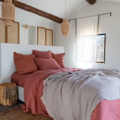 Housses De Couette|Carré Blanc Housse de couette lin et coton lavé Songe terre cuite