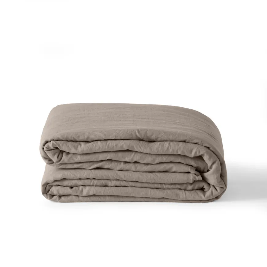 Housses De Couette|Carré Blanc Housse de couette lin et coton lavé Songe grège