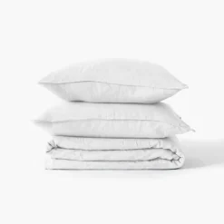 Housses De Couette|Carré Blanc Housse de couette lin et coton lavé Songe blanc