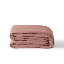 Housses De Couette|Carré Blanc Housse de couette lin et coton lavé Songe rose cendré