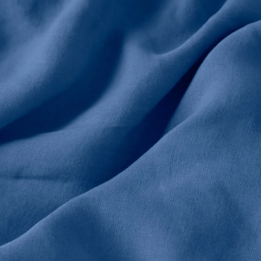 Housses De Couette|Carré Blanc Housse de couette lin et coton lavé Songe bleu de chine