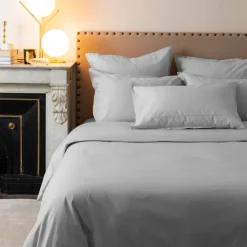 Housses De Couette|Carré Blanc Housse de couette percale de coton Neo gris