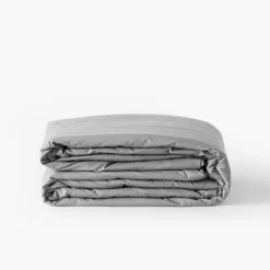 Housses De Couette|Carré Blanc Housse de couette percale de coton Neo gris