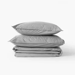 Housses De Couette|Carré Blanc Housse de couette percale de coton Neo gris