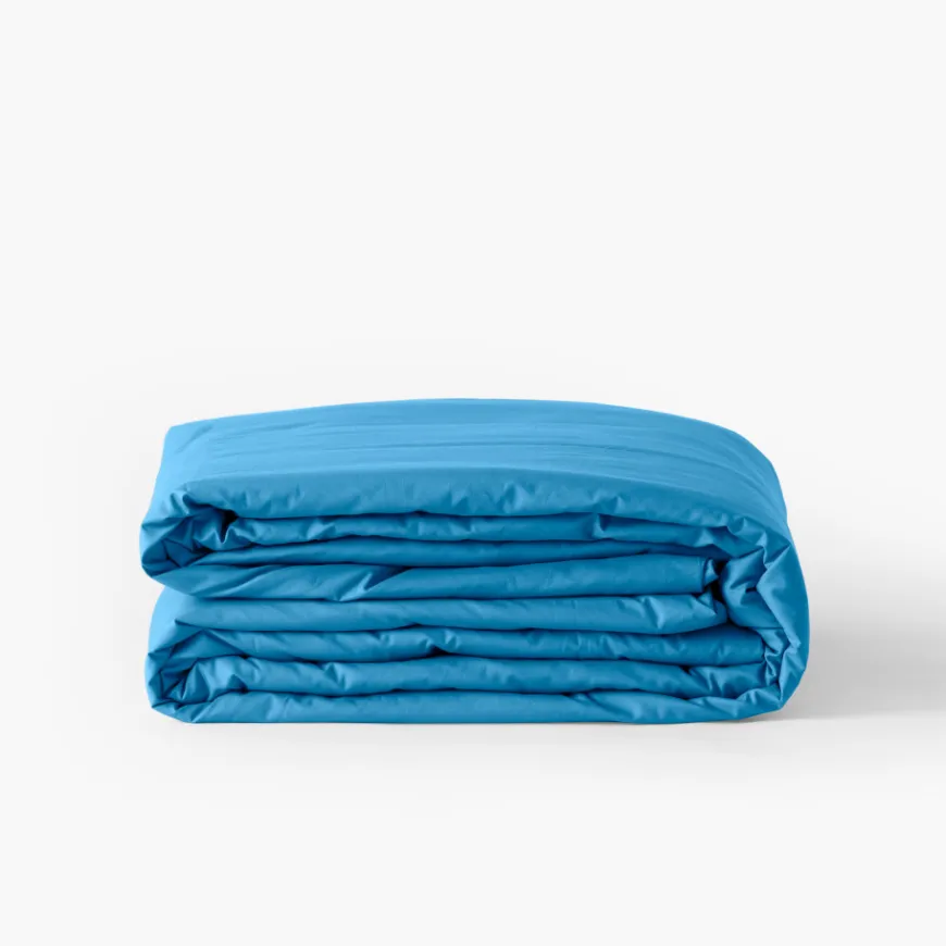 Housses De Couette|Carré Blanc Housse de couette percale de coton Neo azur