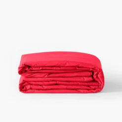 Housses De Couette|Carré Blanc Housse de couette percale de coton Neo framboise