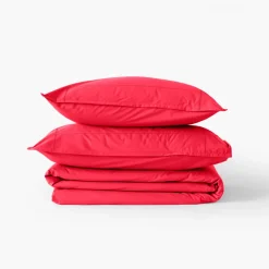 Housses De Couette|Carré Blanc Housse de couette percale de coton Neo framboise