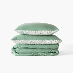 Housses De Couette|Carré Blanc Housse de couette percale de coton Neo thym végétal