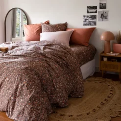 Housses De Couette|Carré Blanc Housse de couette percale de coton Neo Bleu Prusse Floral