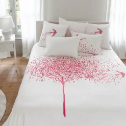 Housses De Couette|Carré Blanc Housse de couette percale de coton imprimée cœurs Mon cœur classique chic