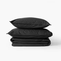 Housses De Couette|Carré Blanc Housse de couette percale de coton Neo anthracite