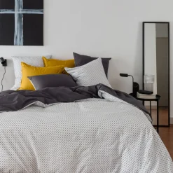 Housses De Couette|Carré Blanc Housse de couette percale de coton Neo anthracite géométrique