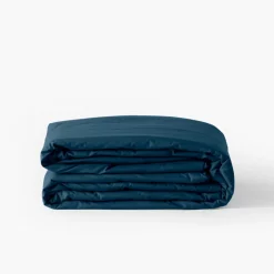 Housses De Couette|Carré Blanc Housse de couette percale de coton Neo bleu prusse