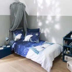 Housses De Couette|Nouveautés Bébénew|Carré Blanc Housse de couette phosphorescente coton Stellaire enfant